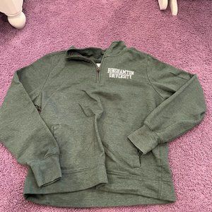 Binghamton University Quarter Zip Green Sweatshirt